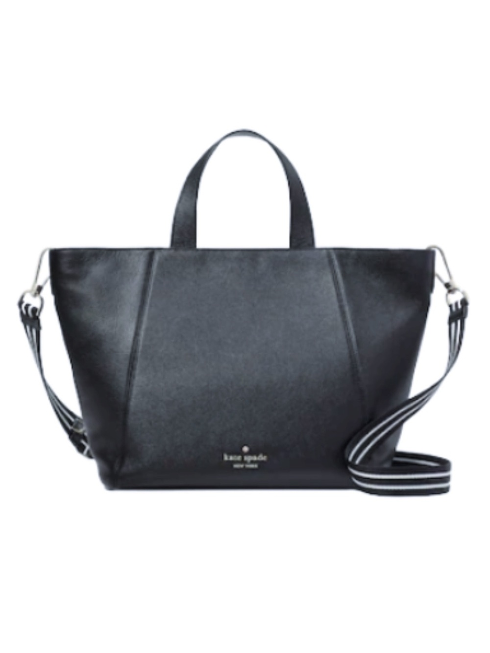 Kate Spade Black Tote with Striped Strap